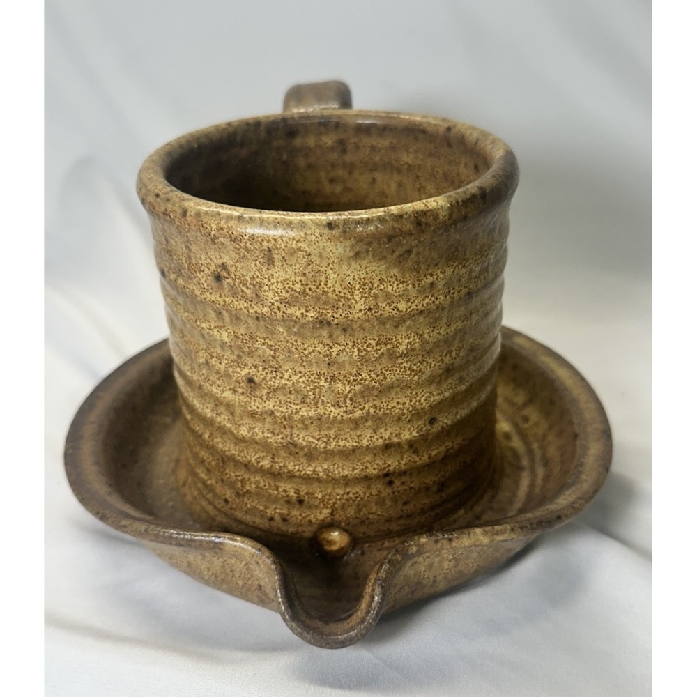 Large Brown Stoneware Art Pottery Microwave Bacon Cooker Gobble Vintage